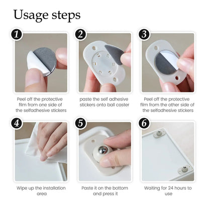 Self-Adhesive Rotating Mini Wheels for Storage Boxes & Bins