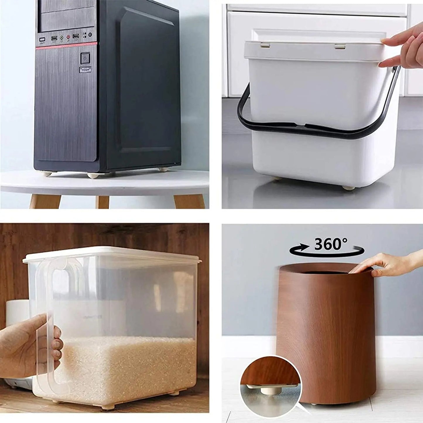 Self-Adhesive Rotating Mini Wheels for Storage Boxes & Bins