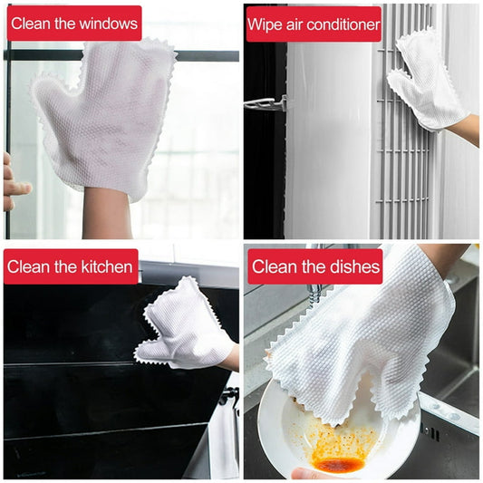 (Pack of 10) Reusable Dust Cleaning Non Woven Fish Scale Duster Household Kitchen Gloves Clean Tools